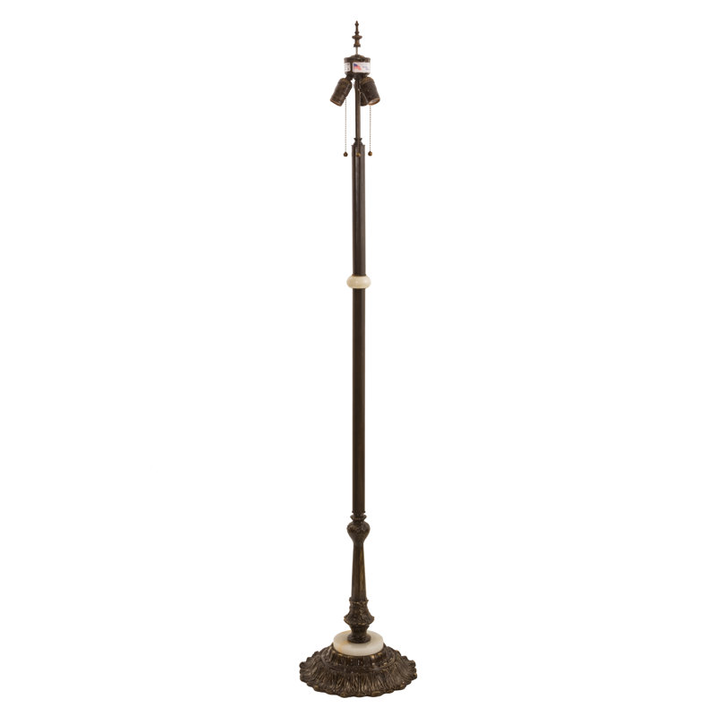 62" High Antique Brass Gloss 3 LT Floor Base