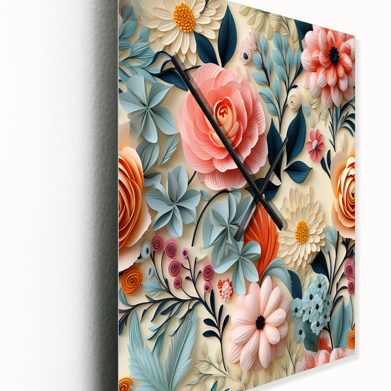 Janahla - Horloge murale florale, Grand