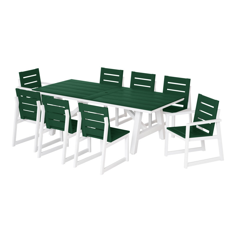 Ensemble repas 9 pièces pour l'extérieur, Green