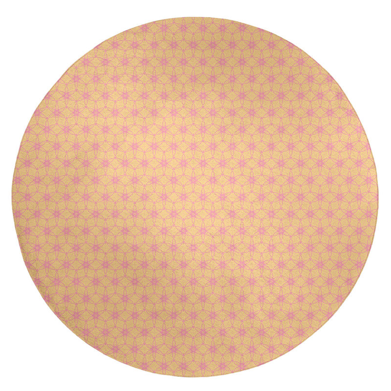 Tapis de zone jaune ornée cercles, Rectangle 4 pi x 6 pi