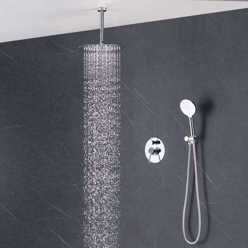 Dual Function Complete Shower System with Rough in-Valve, Chrome