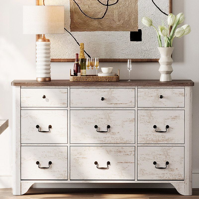 Commode 9 tiroirs Farmhouse, Blanc