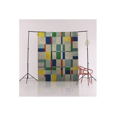 Machine Washable Light Tone Multicolor Abstract Geometric Patterned Modern Decorative Rug