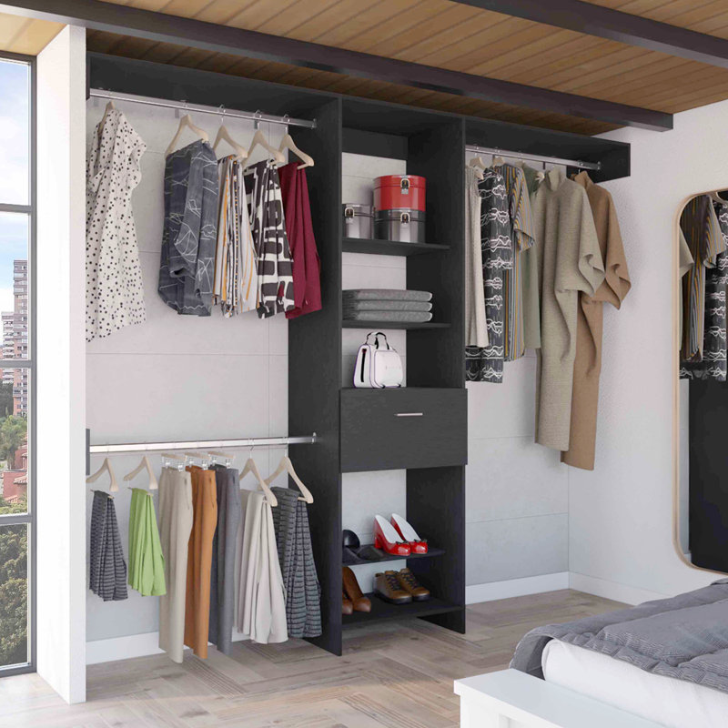 Manchester 250 Closet System, Five Open Shelves, Black