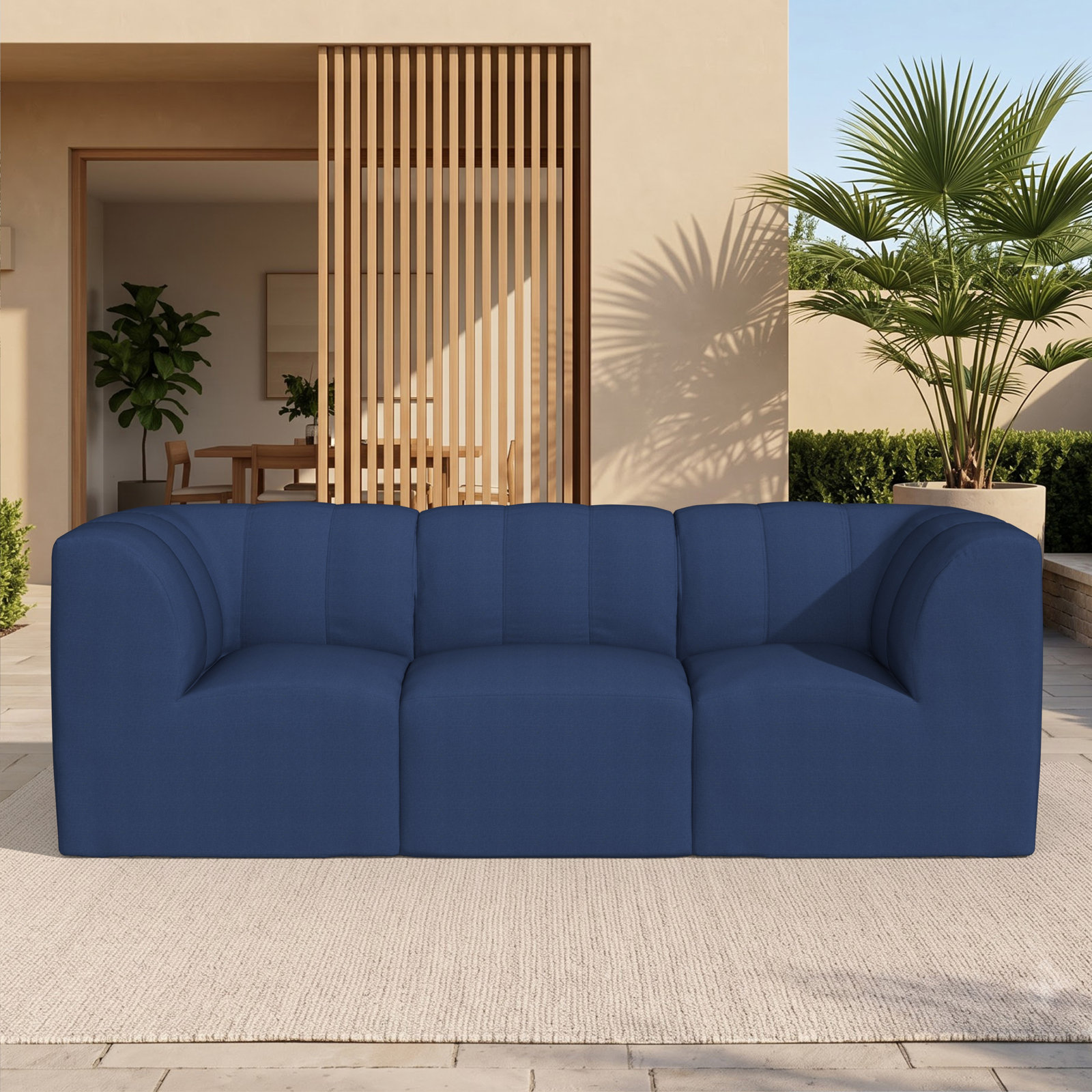 Praia 3-Person Sunbrella® Patio Seating Group, Canvas Navy Sunbrella® Canvas