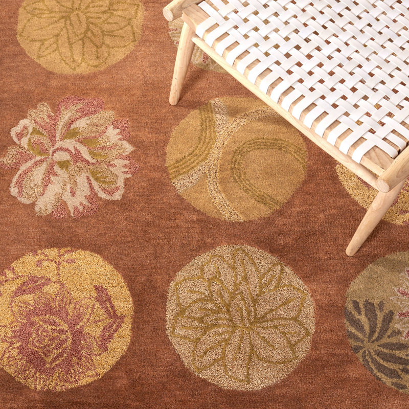 Tapis floral en laine touffeté à la main Charbonneau Drive, Rectangle 2 pi x 3 pi