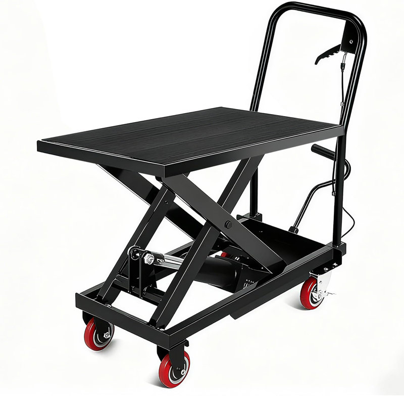 Table élévatrice à ciseaux hydraulique 300 lb / 500 lb avec hauteur réglable jusqu'à 28,5 po, plateforme en acier antirouille avec roues verrouillables