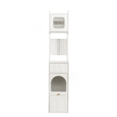 Buffet blanc élégant et multifonctionnel avec portes en verre