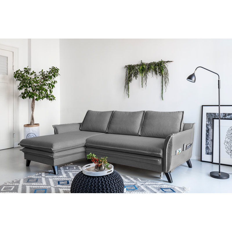 Charming Charlie 2 - Piece Upholstered Corner Sofa, Left Hand Facing, Grey