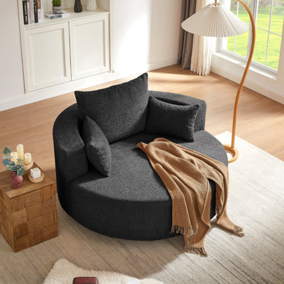 Fauteuil d'appoint pivotant à 360 ° avec 3 coussins amovibles