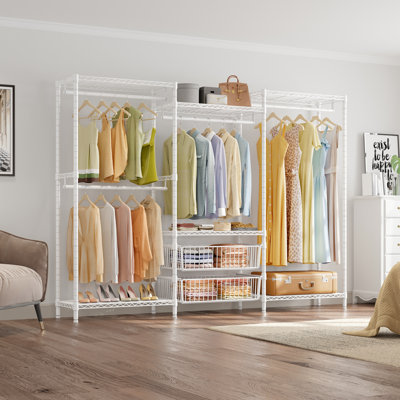 VIPEK V10i 85.4" Wire Garment Rack with 2 Slid Baskets,White, 
