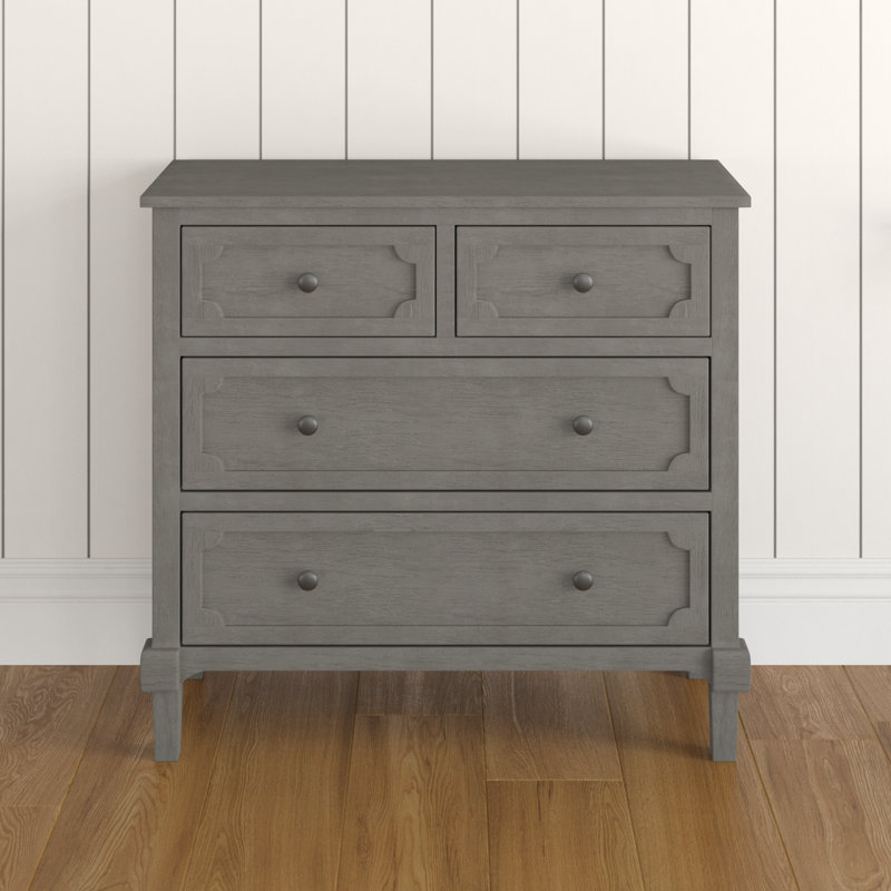 Jace Solid Wood 80cm W 4 - Drawer Chest of Drawers, Grey