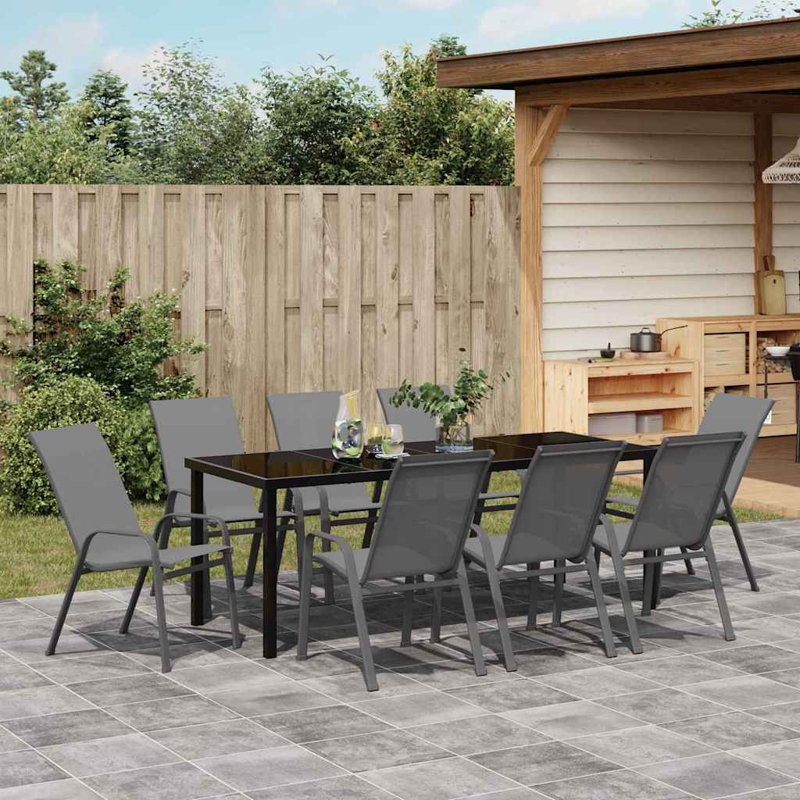  Garden Dining Set Powder-Coated Steel Outdoor Furniture Ensemble Patio