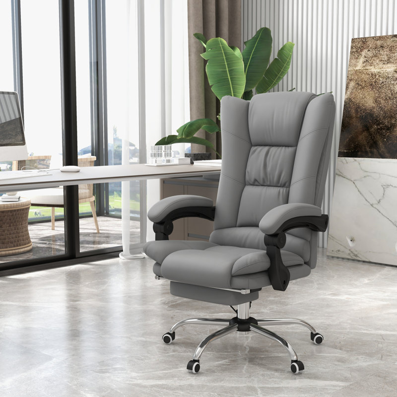 Fauteuil de bureau Vibration Massage avec chaleur, repose-pieds, Gris