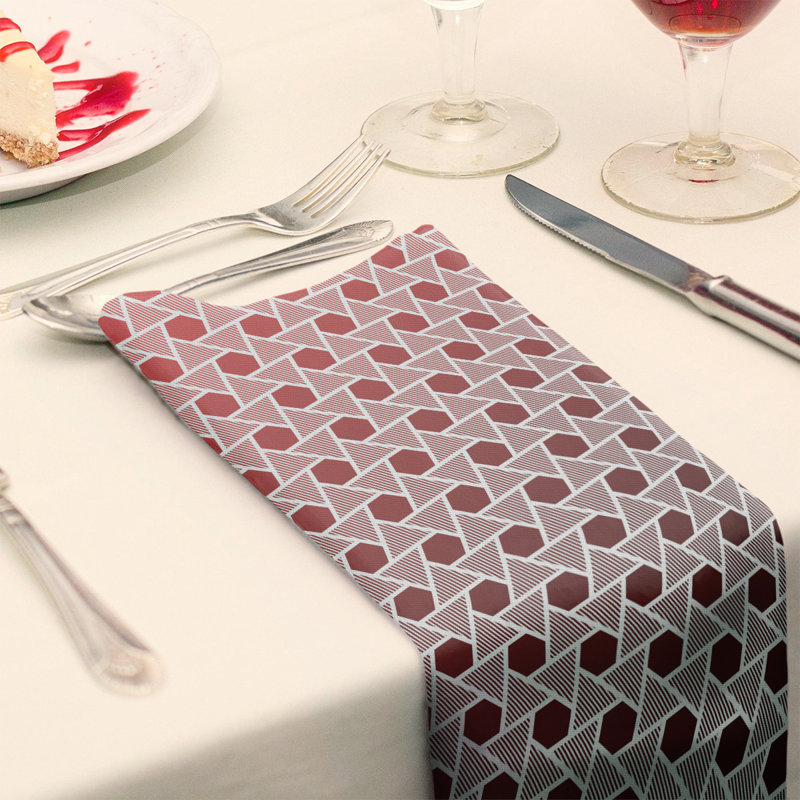 Serviette triangles hexagonals Mcguigan, H 10 po x l 10 po x P 0,1 po, Noir / rouge, Polyester