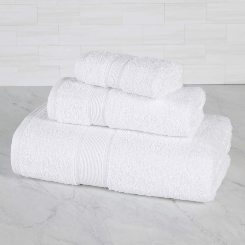 Ensemble de serviettes en coton biologique Lyndon, Blanc, Ensemble 3 pièces