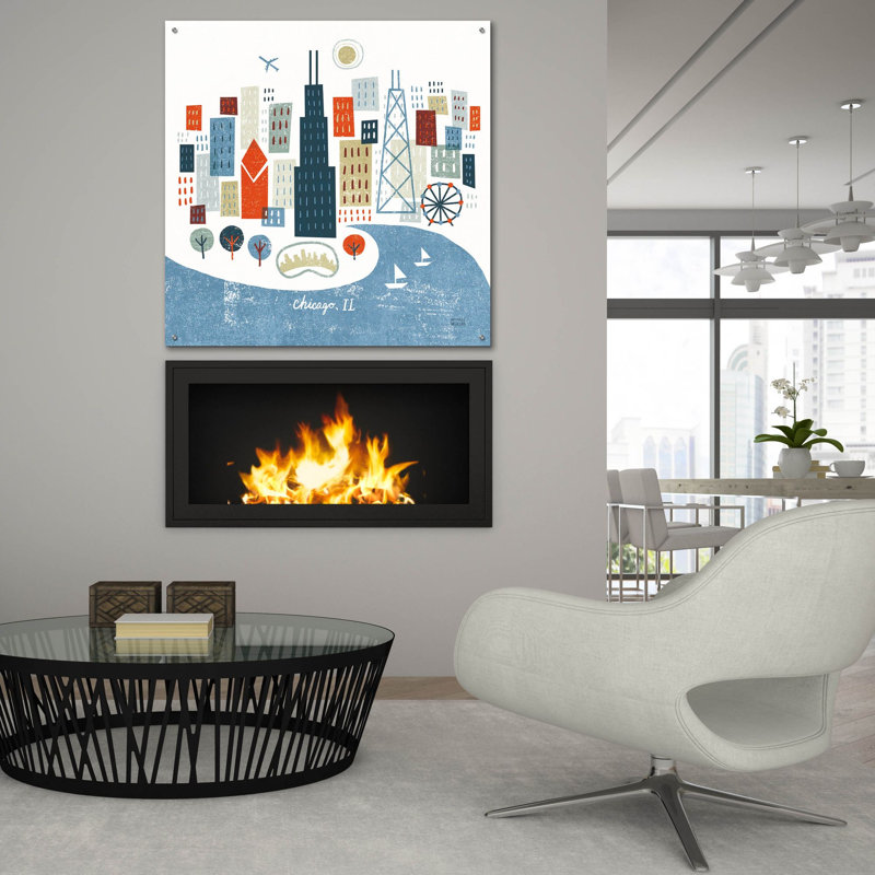 «Colorful Chicago» par Michael Mullan, art mural en verre acrylique, H 36 po x l 36 po x P 0,2 po