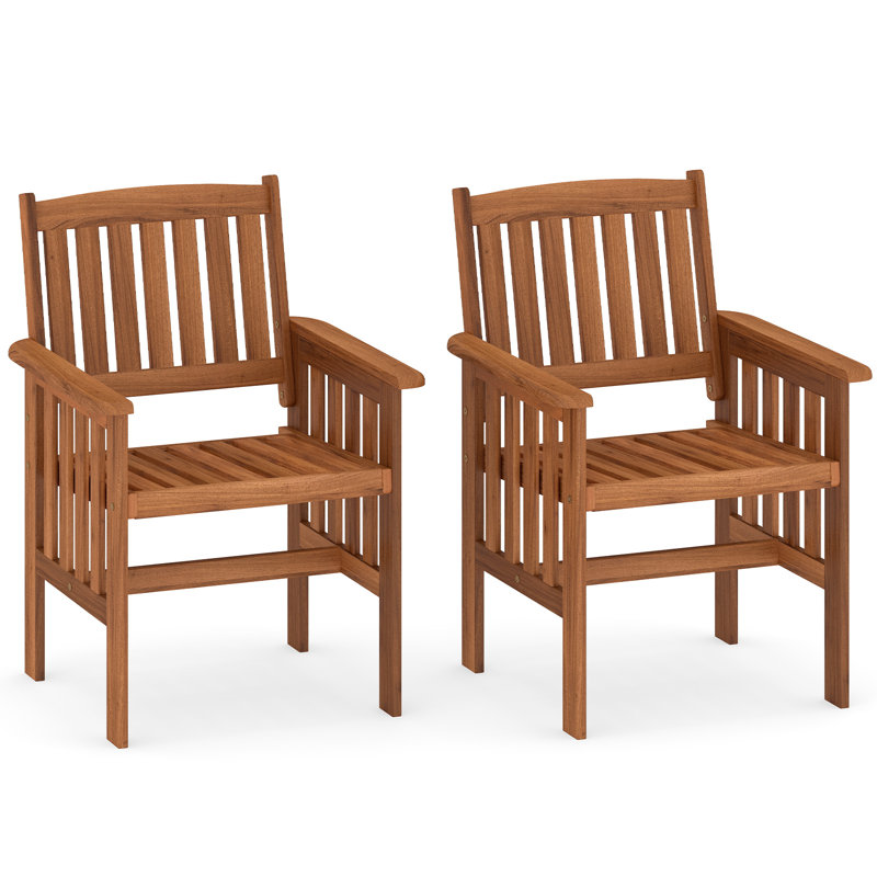 Ensemble de 2 chaises de patio avec siège à lattes pour balcon, 2