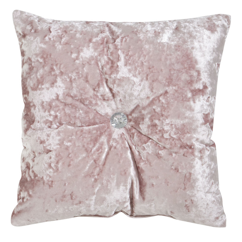 Crushed Velvet Cushion with Filling, Square 45cm, Light Blush