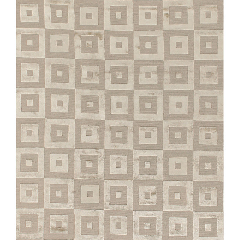 Metro-Velvet Geometric Area Rug in Beige/Brown