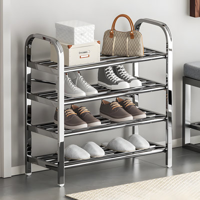 Heavy-Duty Stainless Steel Shoe Rack With 4 Tiers For Home, Dorm, Entryway - Simple Assembly