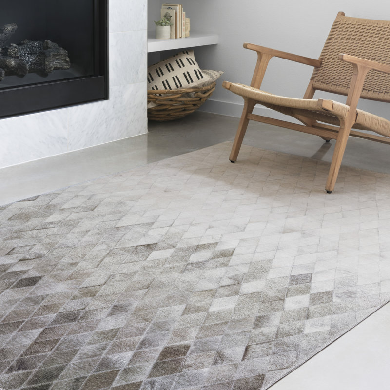 Tapis gris à motif géométrique Rogers, Rectangle 7 pi 6 po x 9 pi 6 po