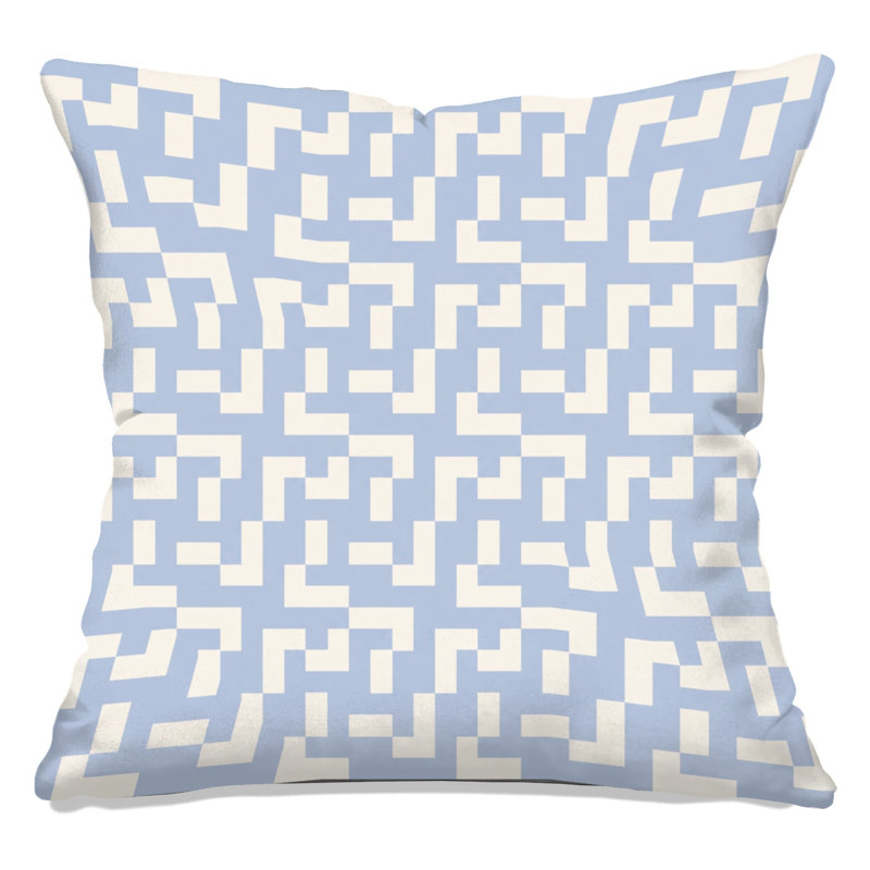 Geometric Maze Geometric Linen Throw Pillow, 20 x 20 inches, Light Grey and Ivory
