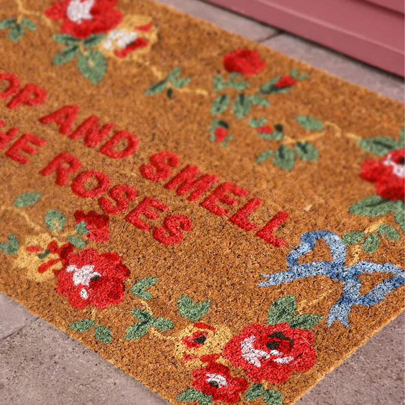 Cath Kidston Stop And Smell The Roses Slogan Doormat - Brown