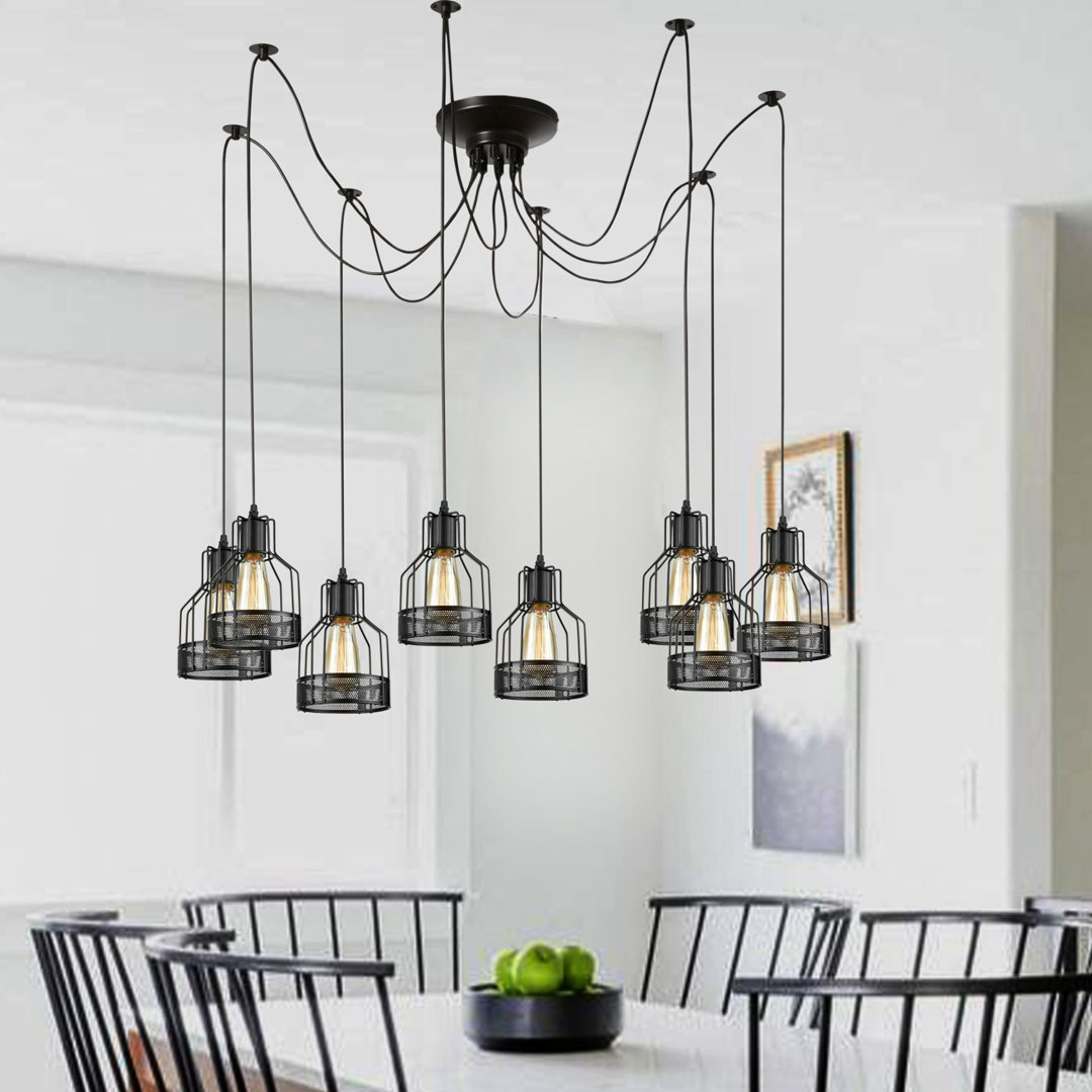 Prestyn 8-Light Cluster Geometric Pendant