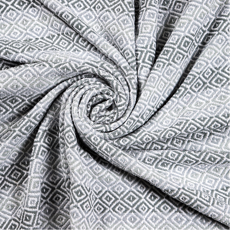 Jeté 100% coton, Gris-blanc
