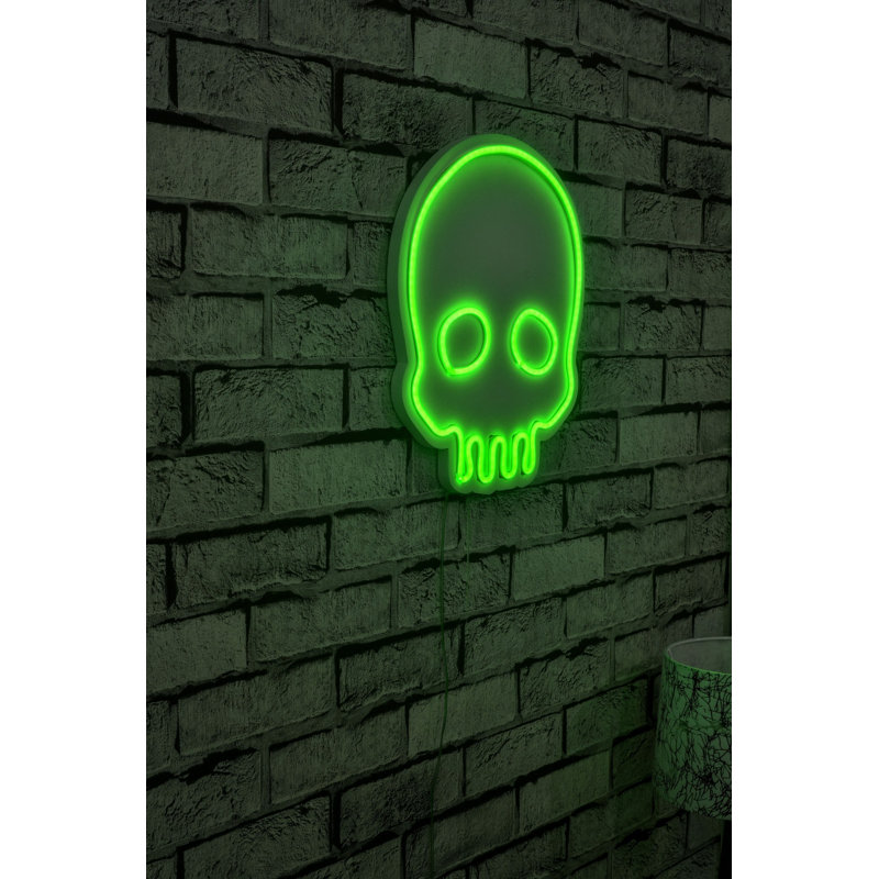 Ruban néon flexible à DEL vert, 11,0 x 13,8 x 0,8 pouces | Adaptateur mural étanche IP67, 12V 2A DC, système de fixation murale intégré | Parfait pour la décoration intérieure, les fêtes et les événements, écoénergétique de 22,7 watts