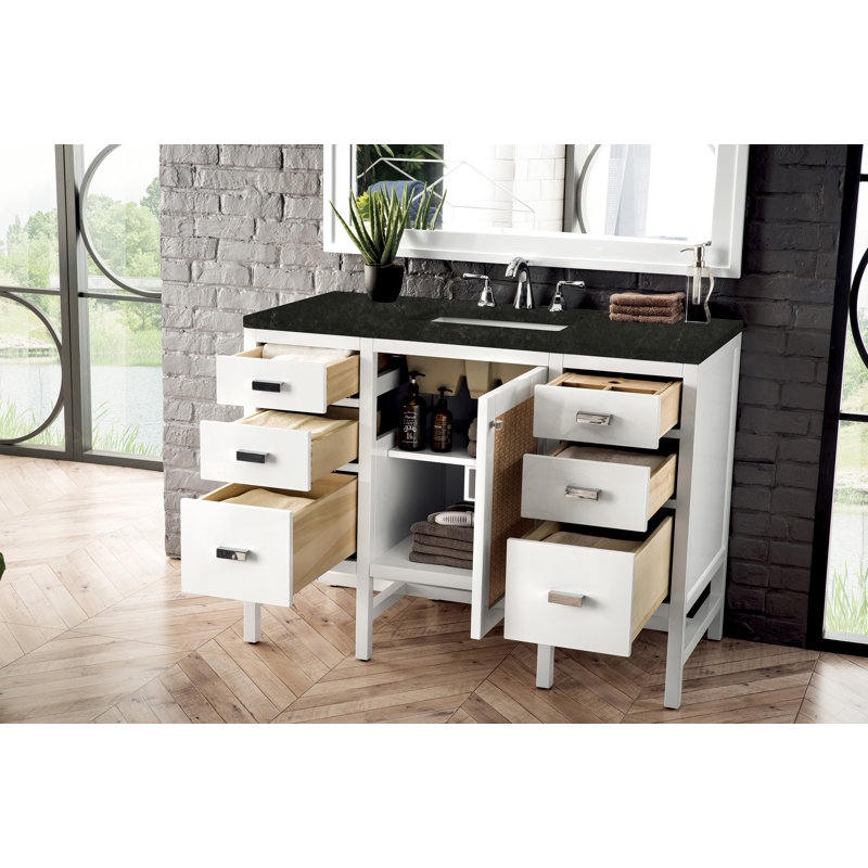 Addison 48" Single Bathroom Vanity Set, Glossy White, 8" Widespread, Phantome Eclos