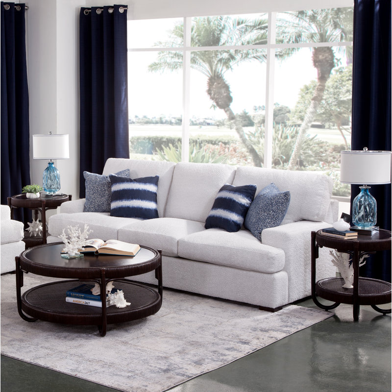 Cambria Sofa, Havana Finish, Neutral Performance Plaid; 0121-93