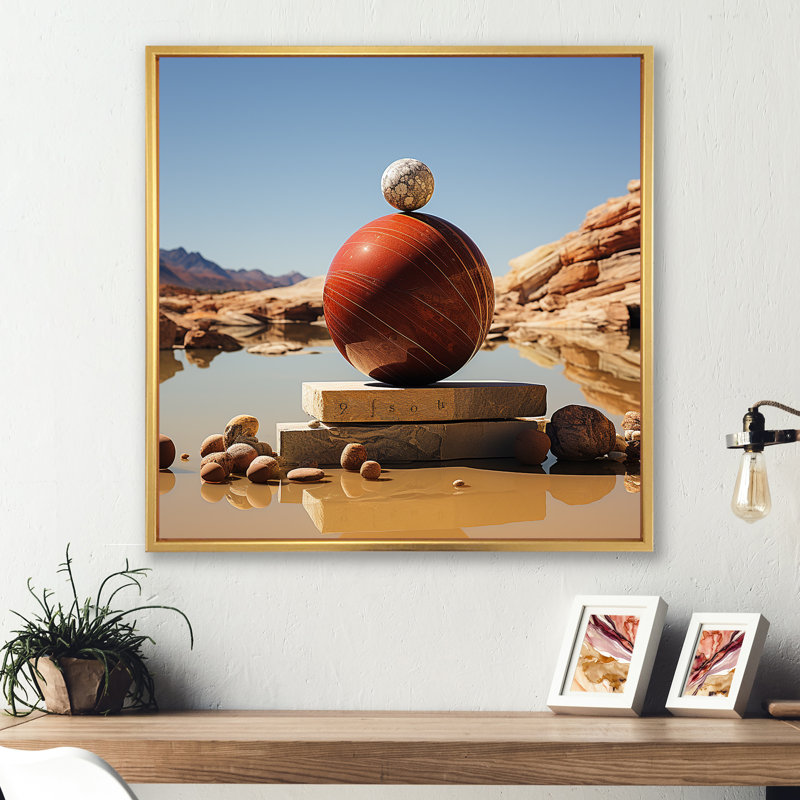 Ametrine Spiritual Stone Balance I, reproduction d'art sur toile, Cadre flottant doré, H 24 po x l 24 po x P 1 po