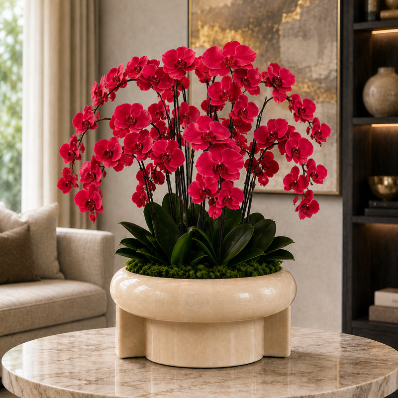 Arrangement d'orchidées artificielles Replay, Rouge