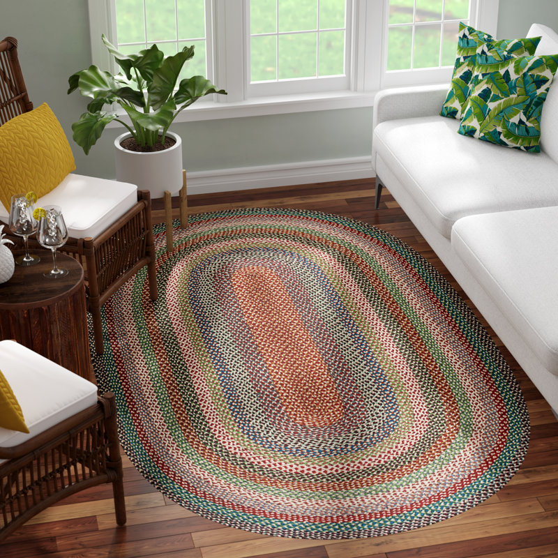 Earth Rugs Oval Accent Rug Multi Color Handwoven Braided Jute Rustic Farmhouse Style, Oval 1'8" x 2'6"