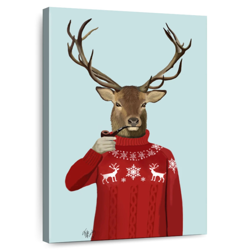 Brampt Deer In Ski Sweater, 45" H x 30" W