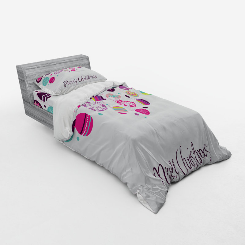 Ensemble de housse de couette en microfibre rose / vert / rouge, Housse de couette simple TG + 2 articles suppléme
