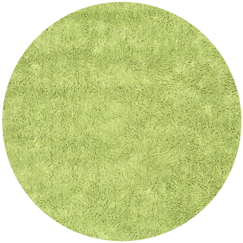Assar Solid Color Handmade Tufted Polyester Area Rug in Lime, Round 4'