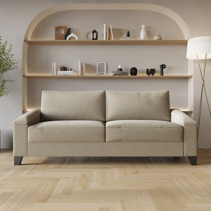 Jacqualyn Fabric 57.87'' Reception Sofa, Dark Beige