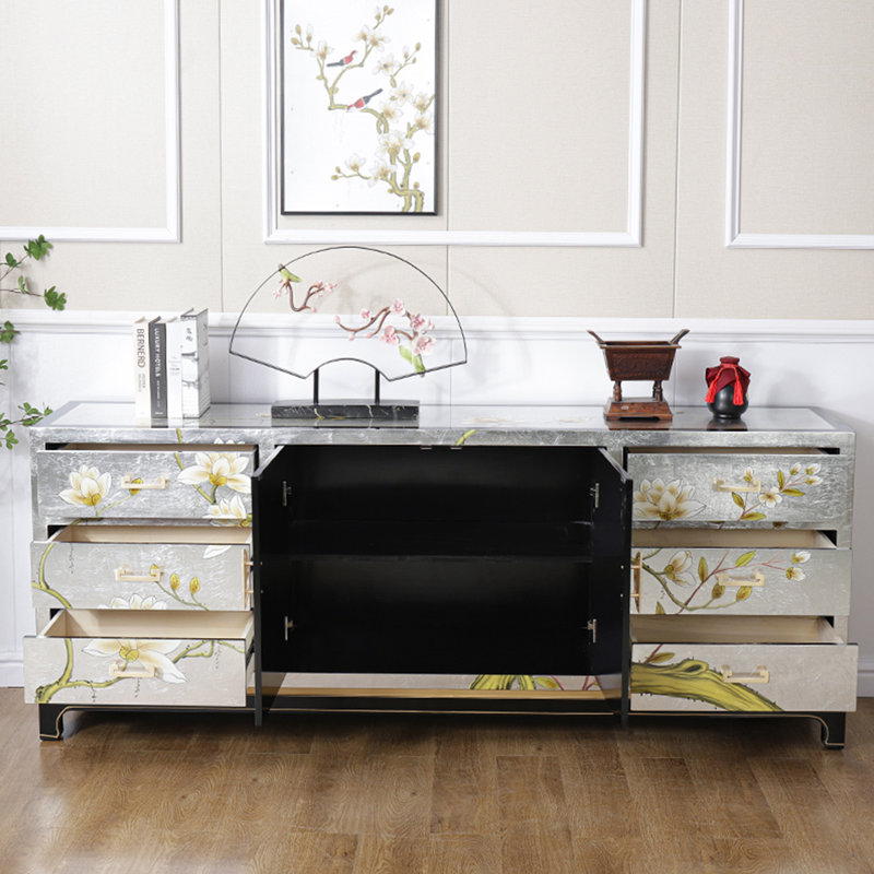 Meuble télé avec cadre en bois de bouleau peint à la main, 31.49"H x 62.99"L x 15.74"W