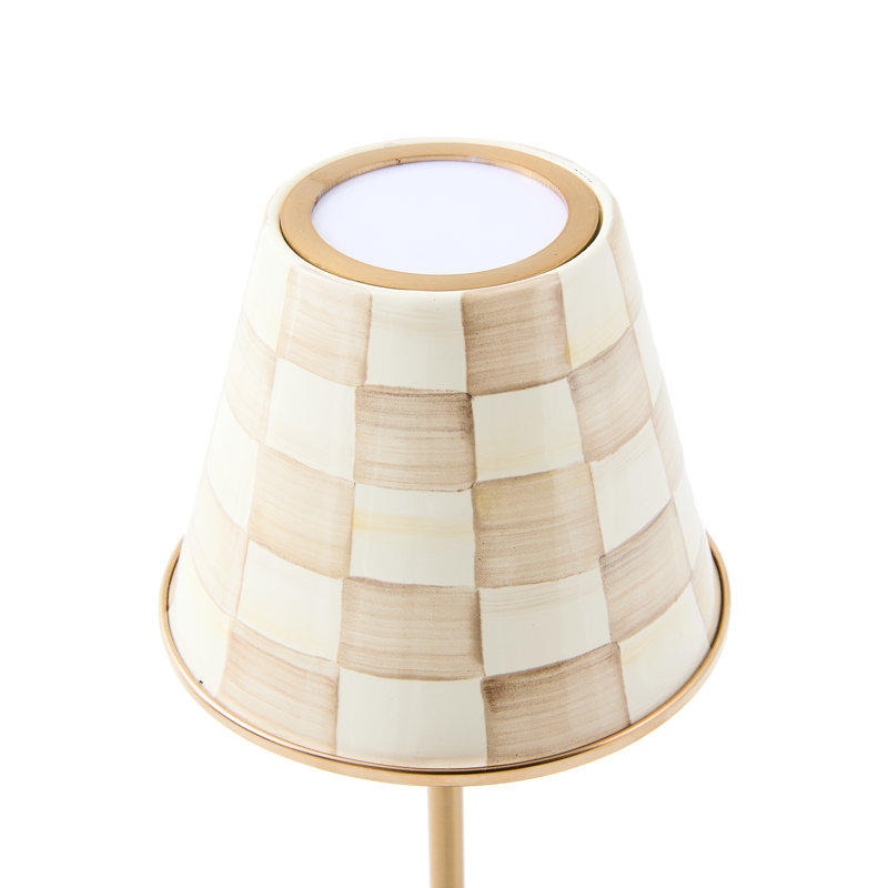 Mocha Check LED Rechargeable Cafe Table Lamp