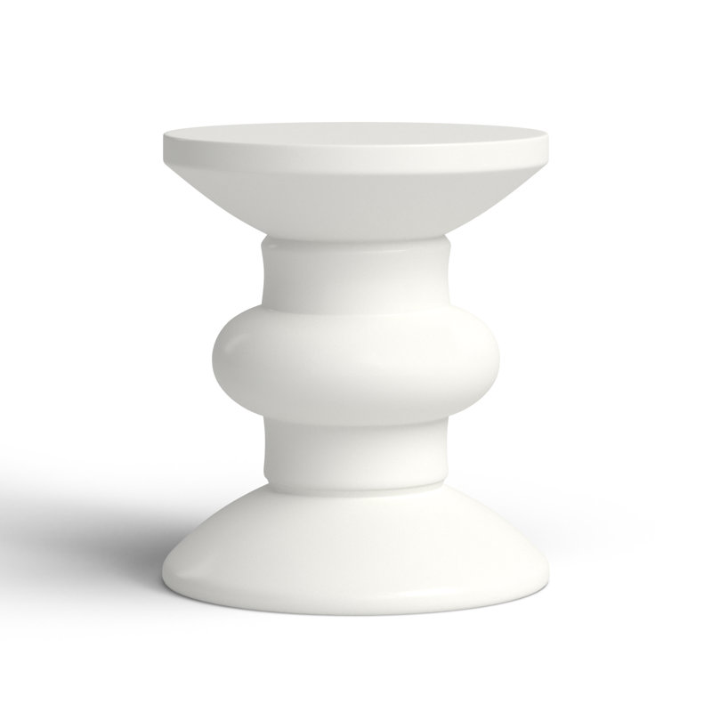 Dali 15.35'' Stone Outdoor Side Table, White