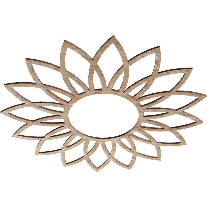 Médaillon de plafond ajouré 26 po x P 9 po x P 3/8 po Daisy, H 26 po x l 26 po x P 0,25 po, Chêne rouge