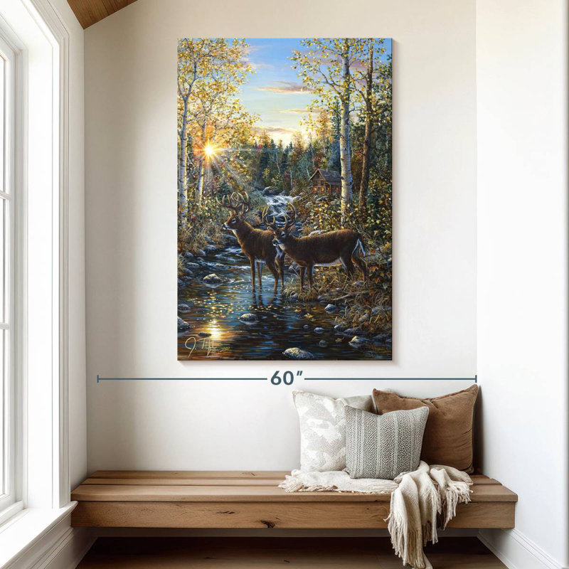 Brampt Two Whitetail Deer, 51" H x 34" W