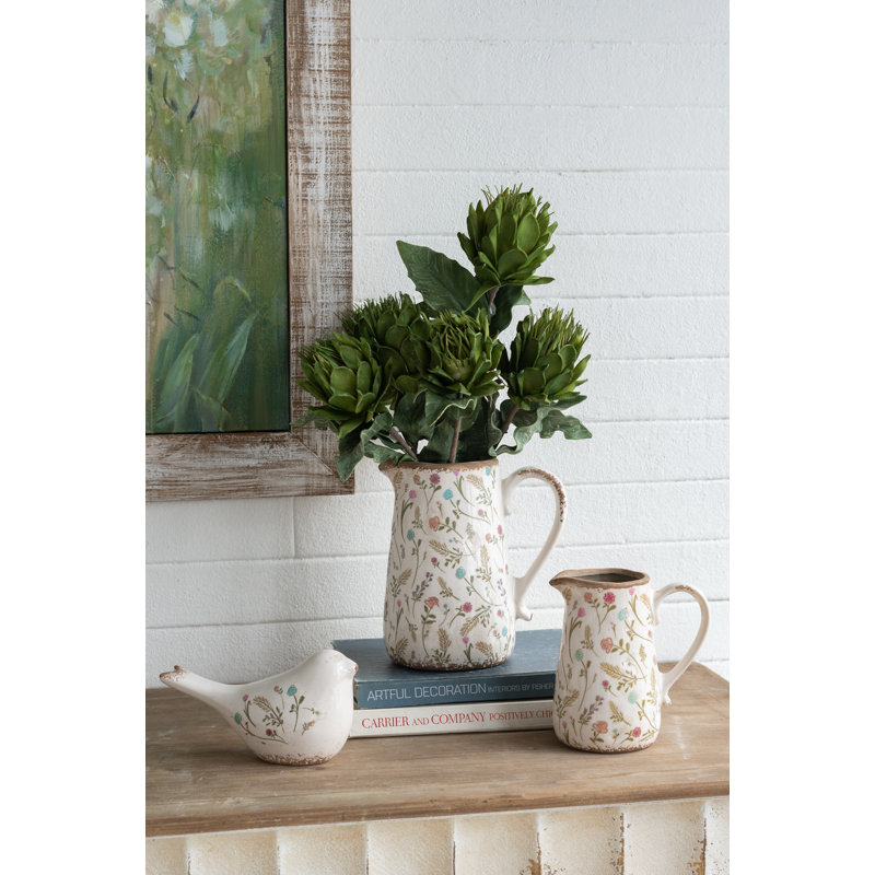 Pichet en céramique à motif floral de 18 cm