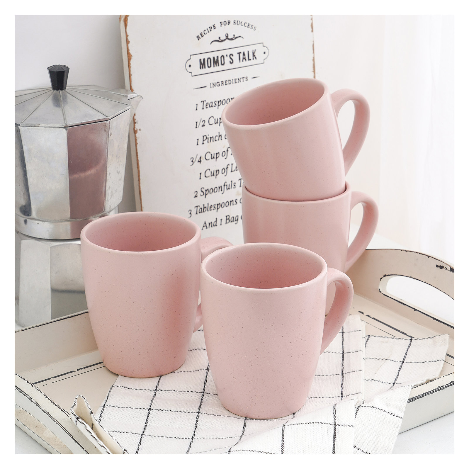 Stone Lain Albie 16-Piece Dinnerware Set Stoneware, Pink