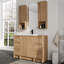 Ensemble de meuble-lavabo simple autoportant 48 po avec plateau de meuble-lavabo en résine Vowar et 12 po de rangement mural pour salle de bain-1293475474