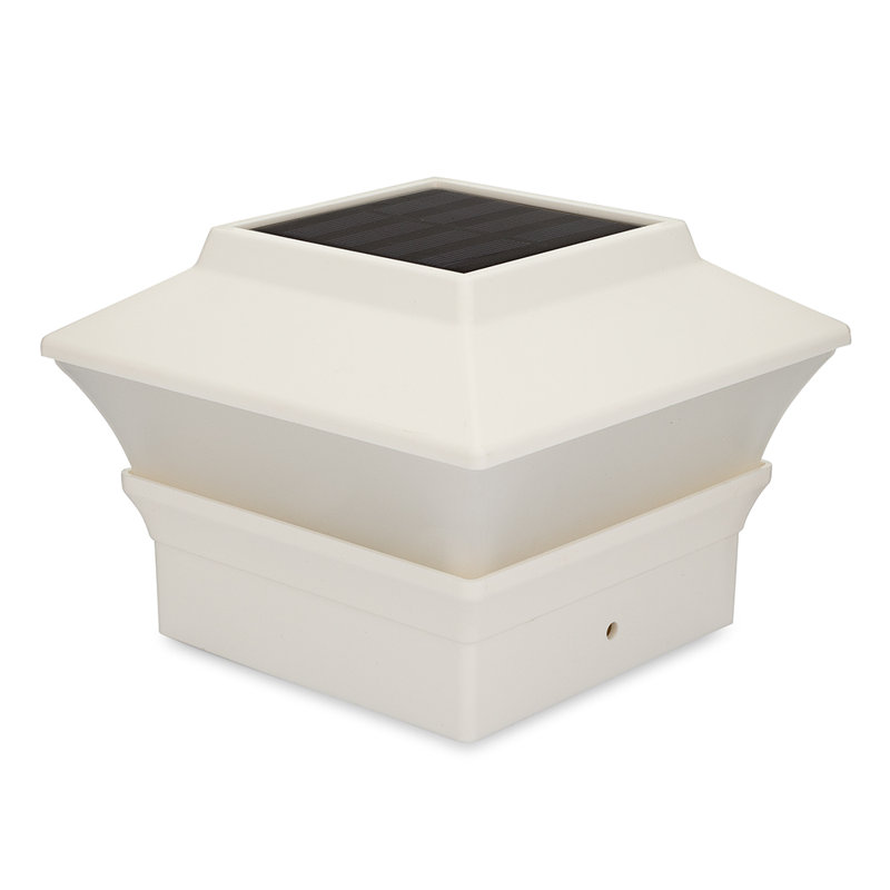 White Solar Powered Integrated LED Fence Post Cap Light Pack