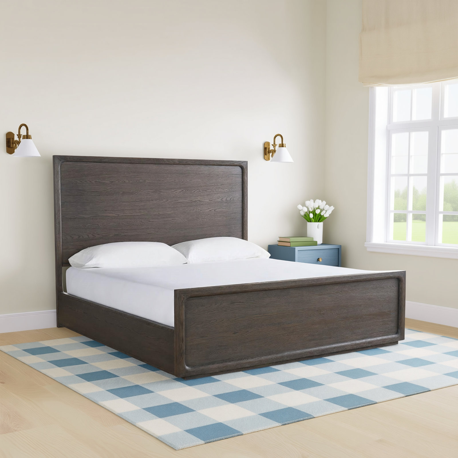 Modern Oak Bed, Queen